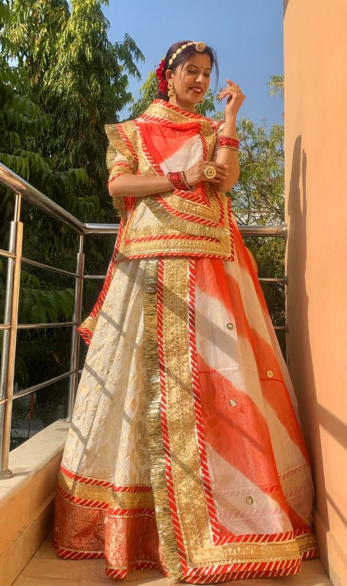 golden work rajputi poshak